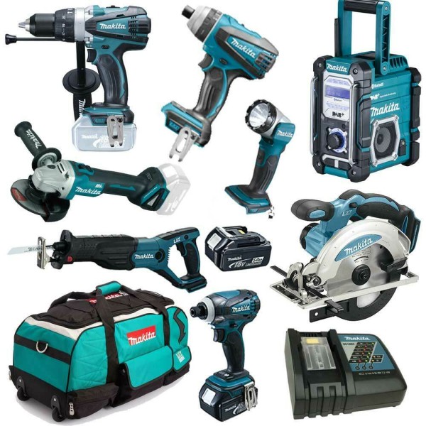 Makita 18V Combo Kit - DTP141 Quadroschrauber Schlagschrauber - 12tlg. Set