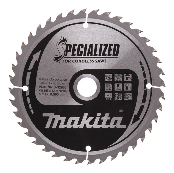 Makita B-32960 Kreissägeblatt 165x20x40Z Specialized Holz Ø 165 mm 40 Zähne – Freisteller