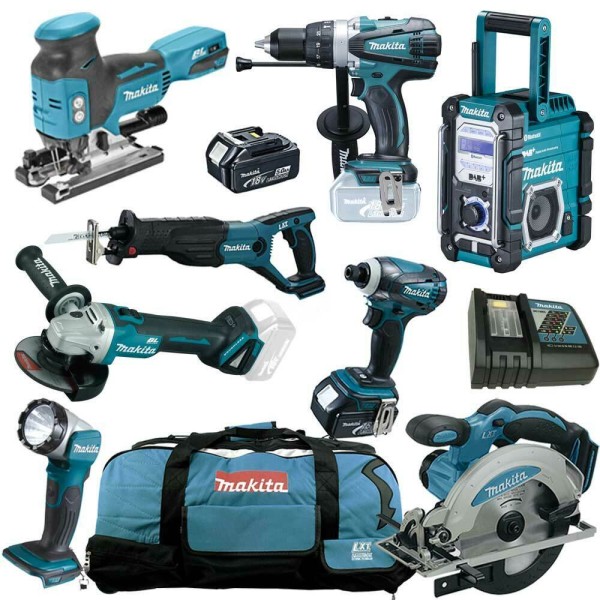 MAKITA DJV181 Combo Kit - 18V Akku Stichsäge - DMR112 DHP458 DSS610 DGA511