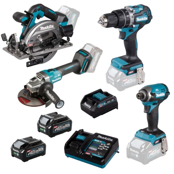 40V XGT Akku Werkzeug Set HP002GZ, TD003GZ, GA035GZ, HS012GZ mit Adapter, Ladegerät & Akkus