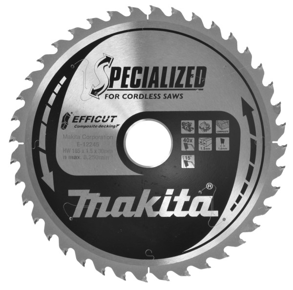 Makita E-12245 Sägeblatt 185x30x40Z EFFICUT Composite decking Ø 185 mm – Freisteller