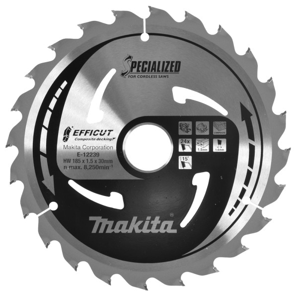 Makita E-12239 Kreissägeblatt 185x30x24Z EFFICUT Composite decking Ø 185 mm – Freisteller