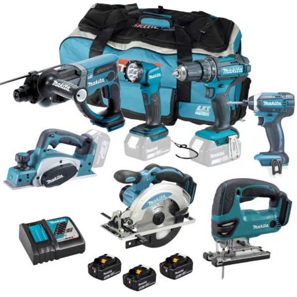 MAKITA 18V Li-Ion 7-tlg. Kombo Kit – Mit 3 x 5.0Ah Akkus & Ladegerät
