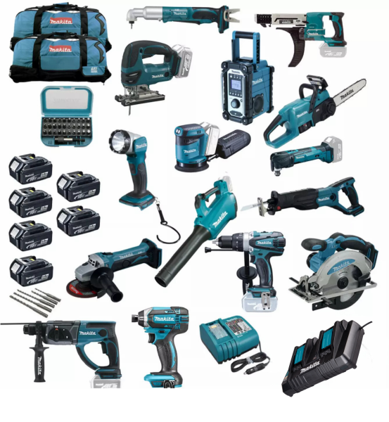 MAKITA Akku Werkzeug MEGA SET XXL 20tlg inkl. DUC307 Akku-Kettensäge uvm.