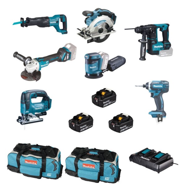 9tlg. Makita 18V LXT Kombiset Profi-Werkzeug-Kit